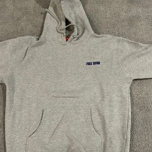 Grey full send sweatshirt with blue detailing
